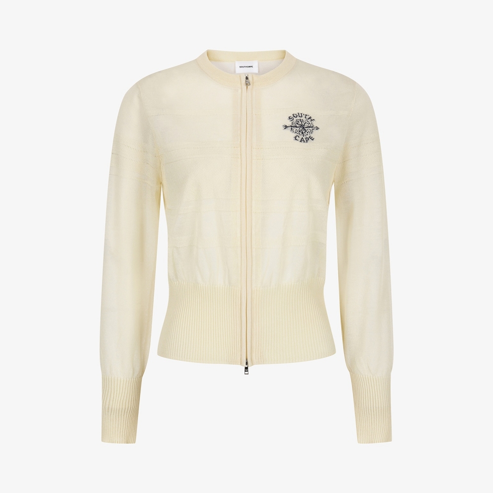Southcross Stripe Sheer Zip-Up Cardigan_LY