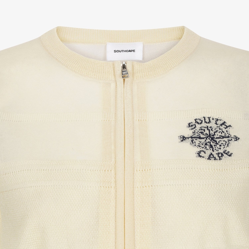 Southcross Stripe Sheer Zip-Up Cardigan_LY