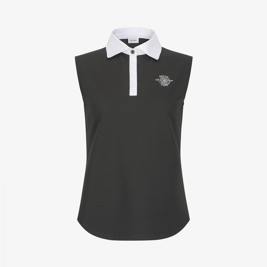 Cool-Touch Waffle Contrast-Collar T-Shirt_DG