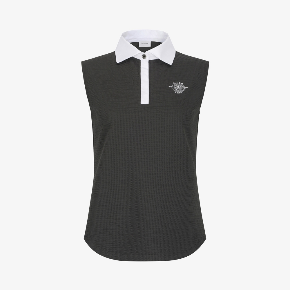 Cool-Touch Waffle Contrast-Collar T-Shirt_DG