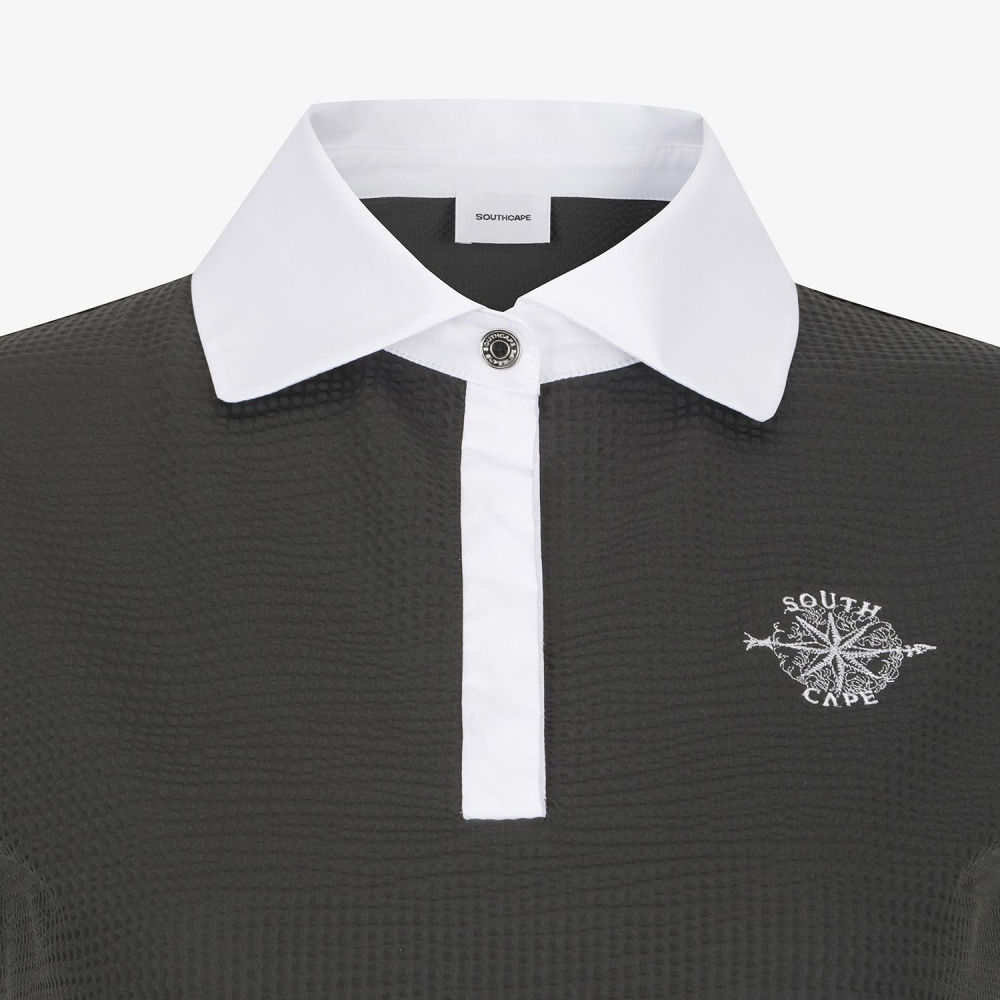 Cool-Touch Waffle Contrast-Collar T-Shirt_DG