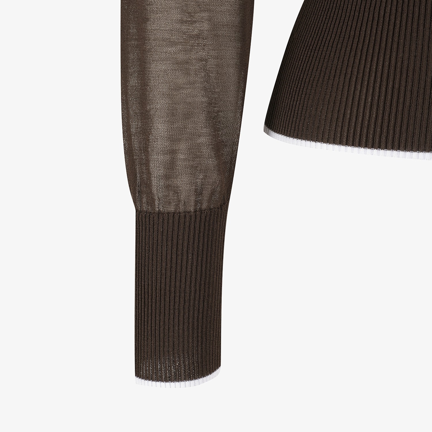 Sheer Round-Neck Zip-Up Cardigan_BR