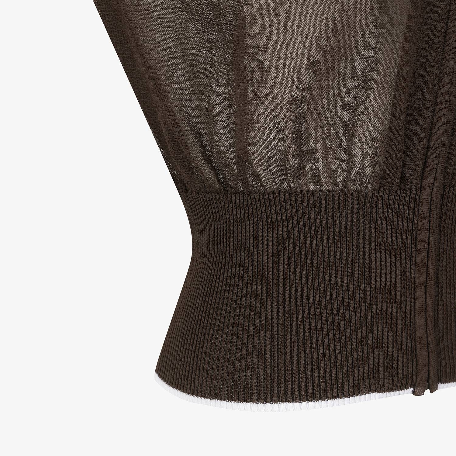 Sheer Round-Neck Zip-Up Cardigan_BR