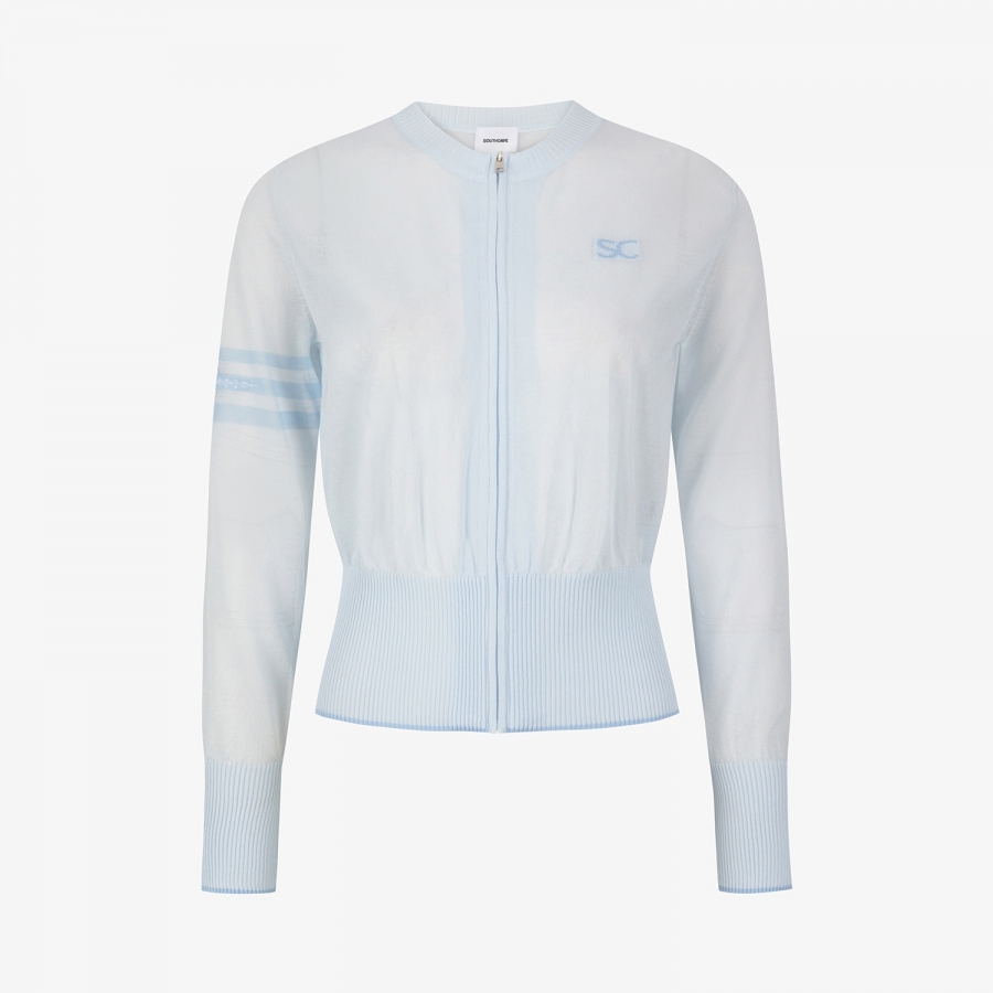 Sheer Round-Neck Zip-Up Cardigan_LB