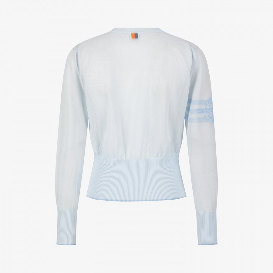 Sheer Round-Neck Zip-Up Cardigan_LB