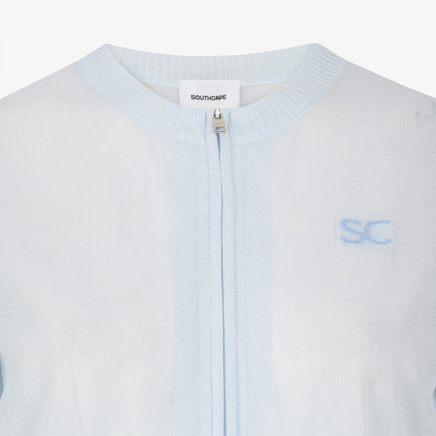 Sheer Round-Neck Zip-Up Cardigan_LB