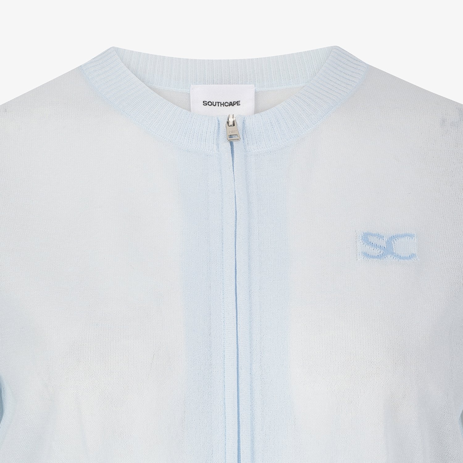 Sheer Round-Neck Zip-Up Cardigan_LB