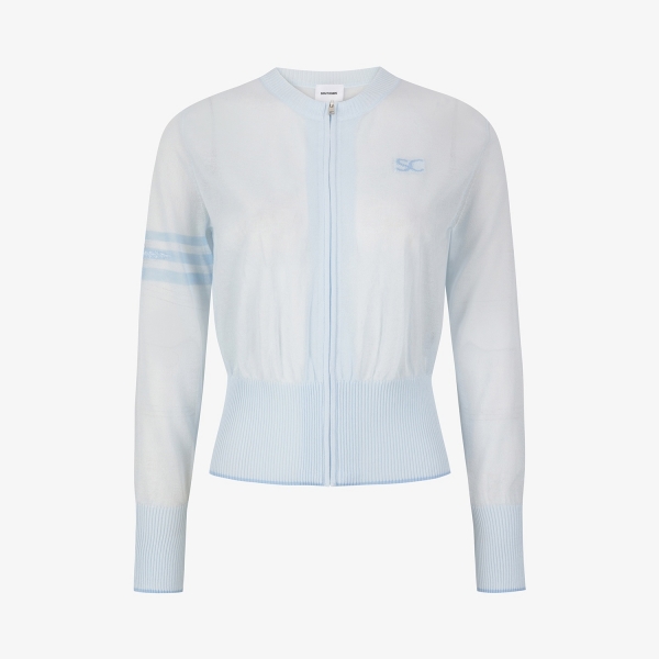 Sheer Round-Neck Zip-Up Cardigan_LB
