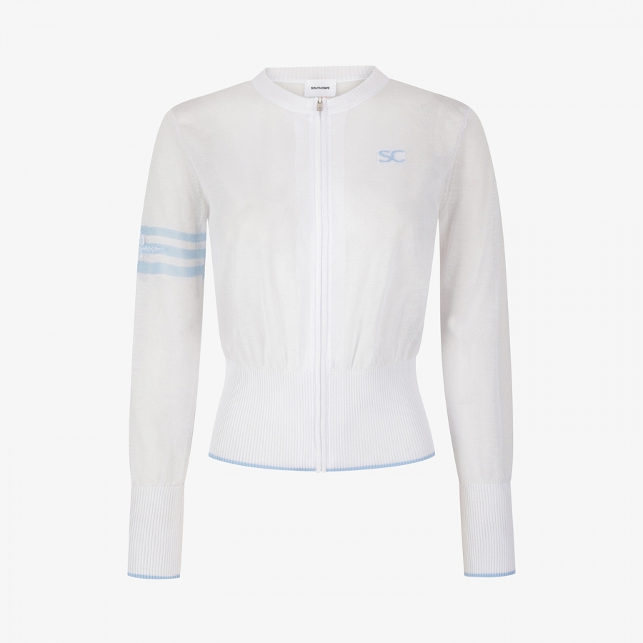 Sheer Round-Neck Zip-Up Cardigan_WT