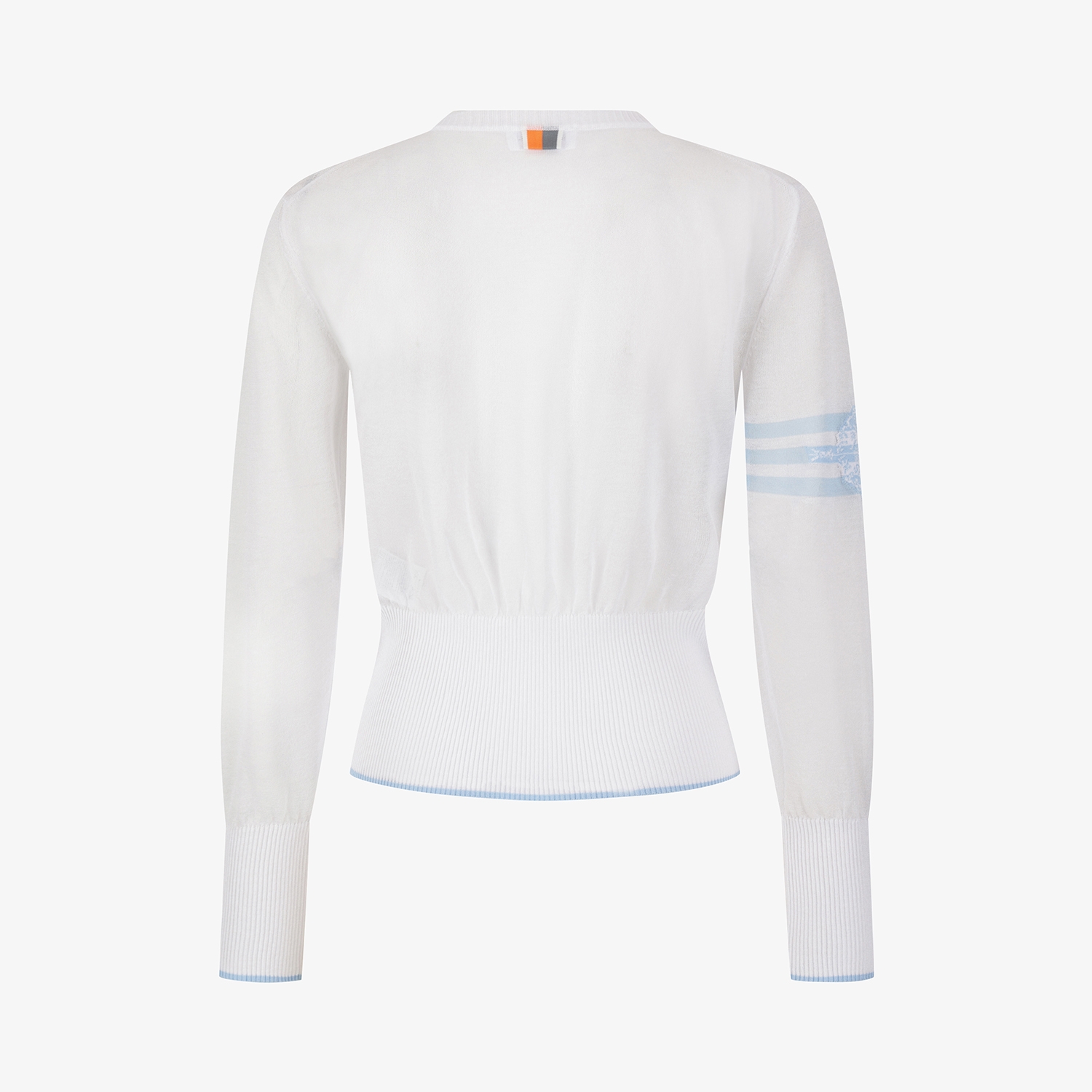 Sheer Round-Neck Zip-Up Cardigan_WT