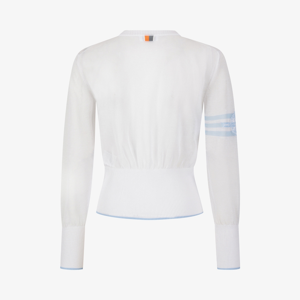 Sheer Round-Neck Zip-Up Cardigan_WT
