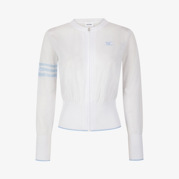 Sheer Round-Neck Zip-Up Cardigan_WT