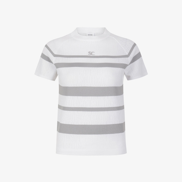 Marine Stripe Short Sleeve Knit_GY