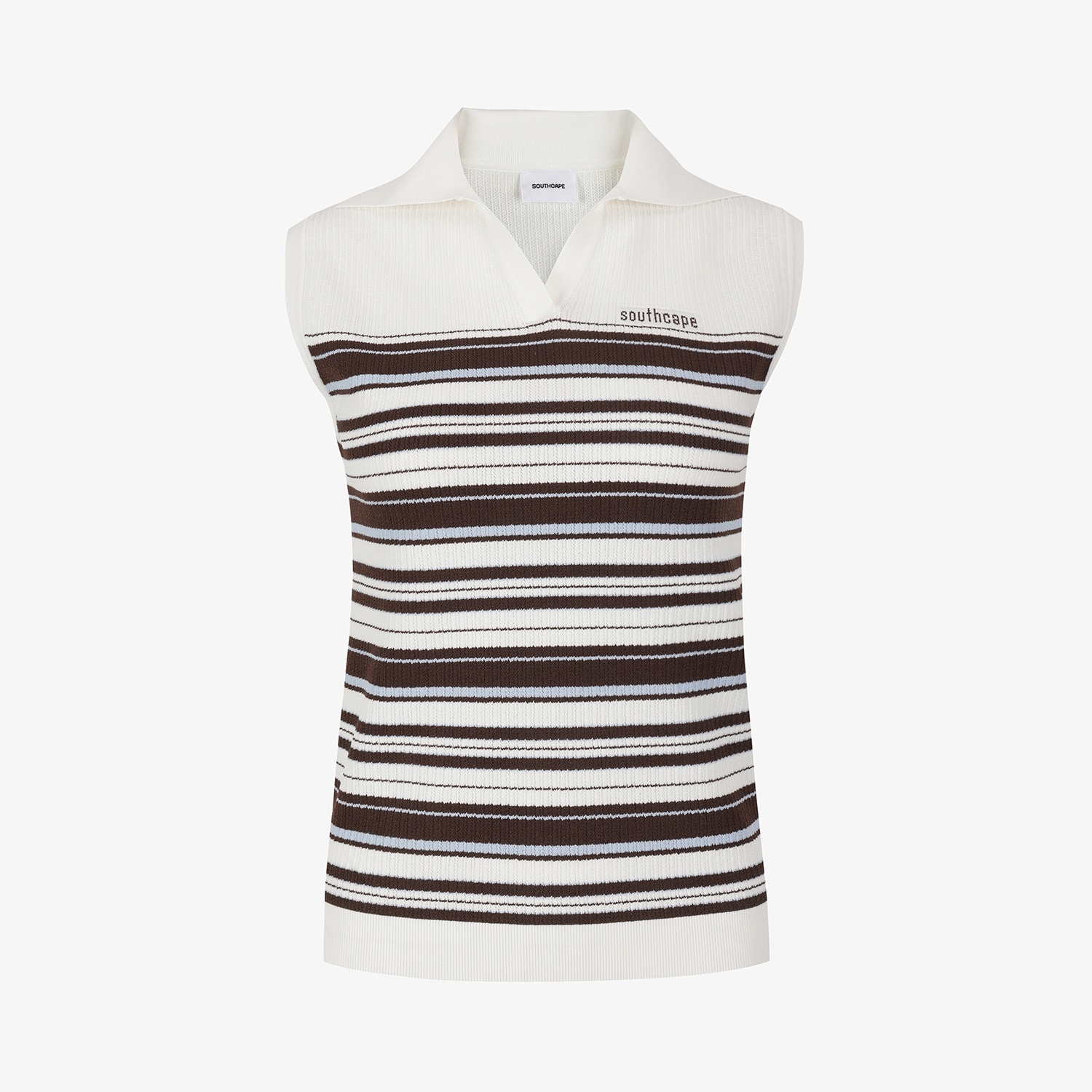 Stripe Open-Collar Knit Sleeveless_BR