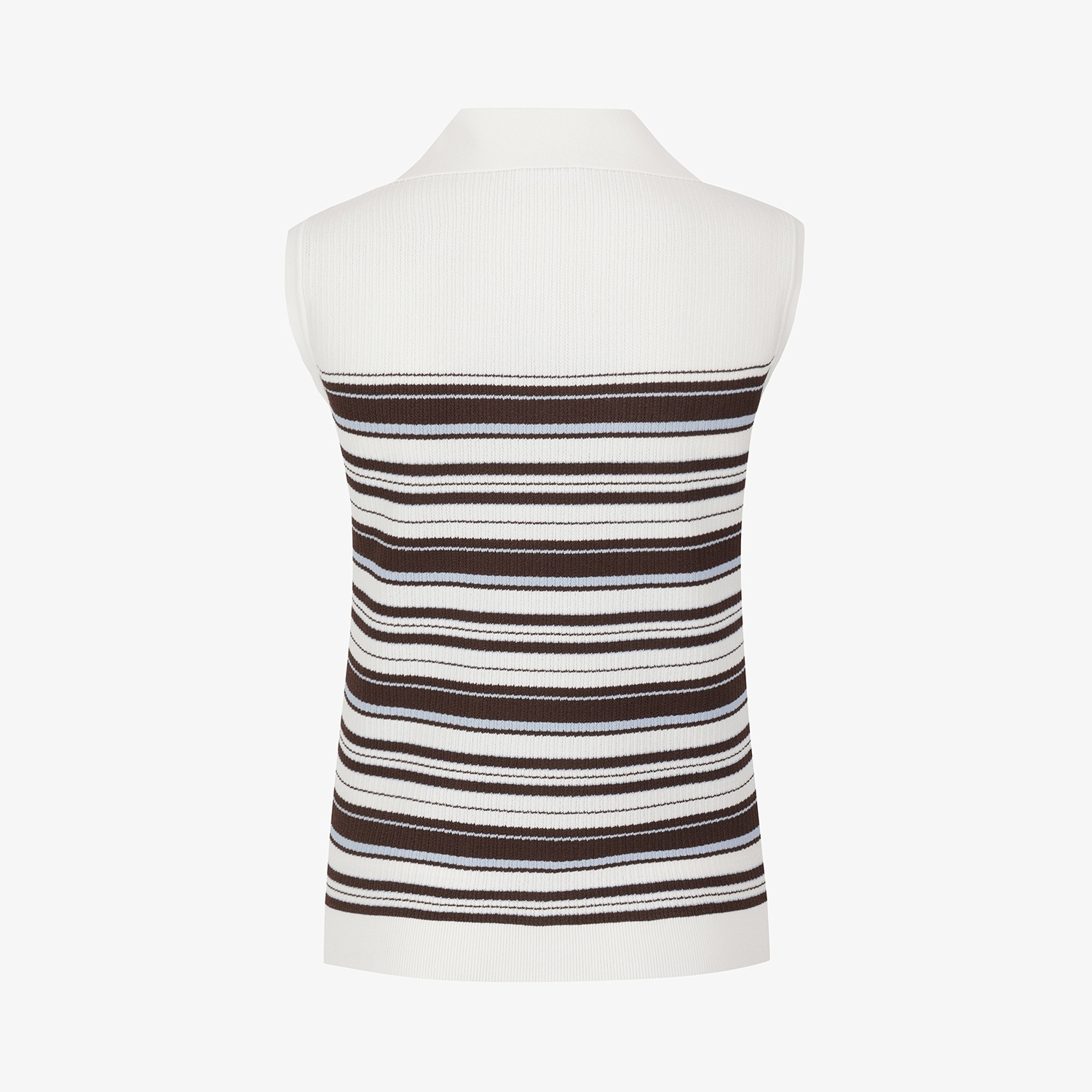 Stripe Open-Collar Knit Sleeveless_BR