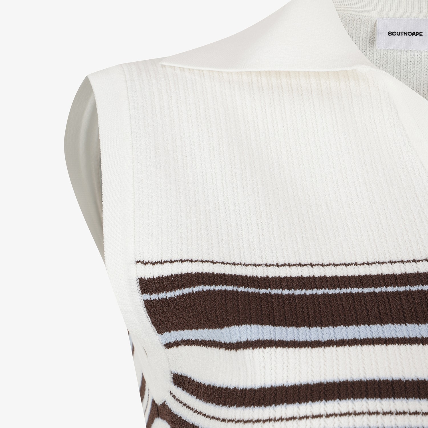 Stripe Open-Collar Knit Sleeveless_BR