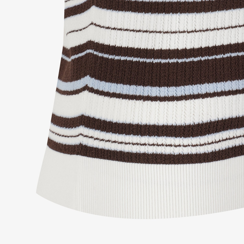 Stripe Open-Collar Knit Sleeveless_BR