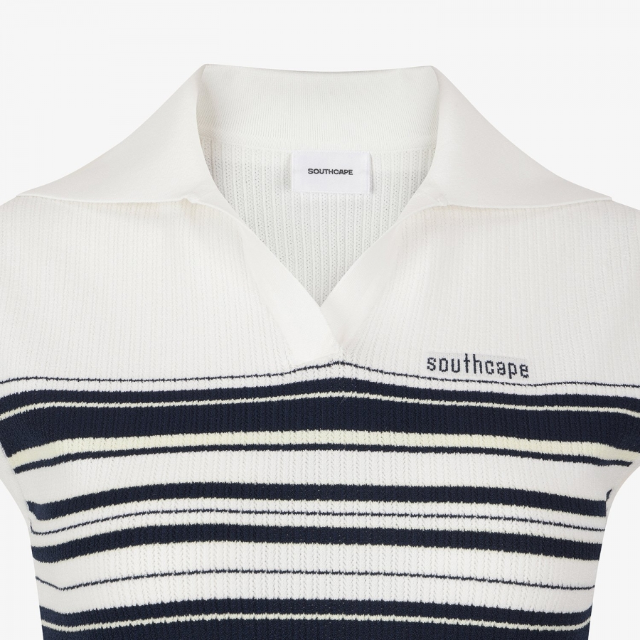 Stripe Open-Collar Knit Sleeveless_NA