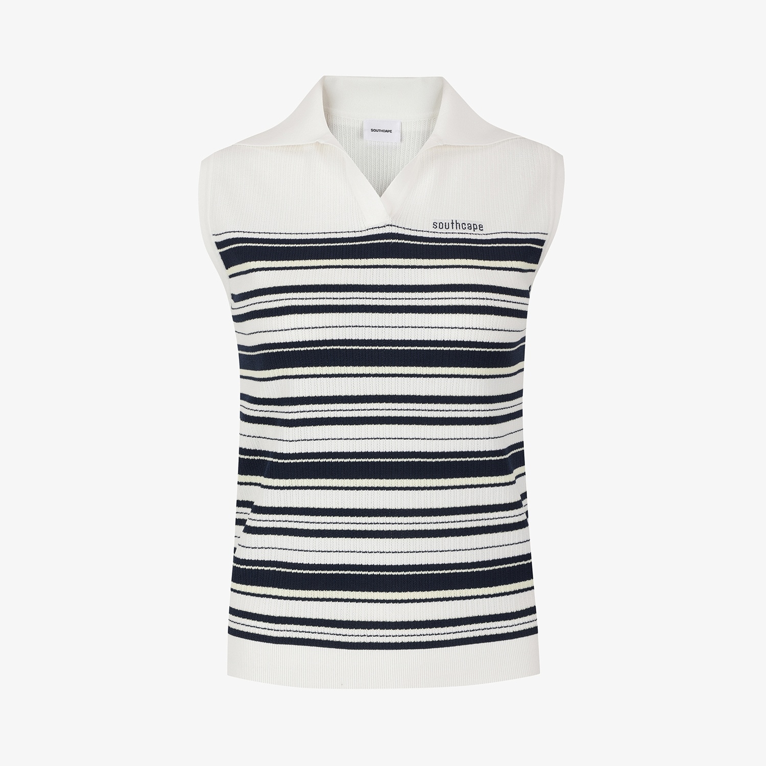 Stripe Open-Collar Knit Sleeveless_NA