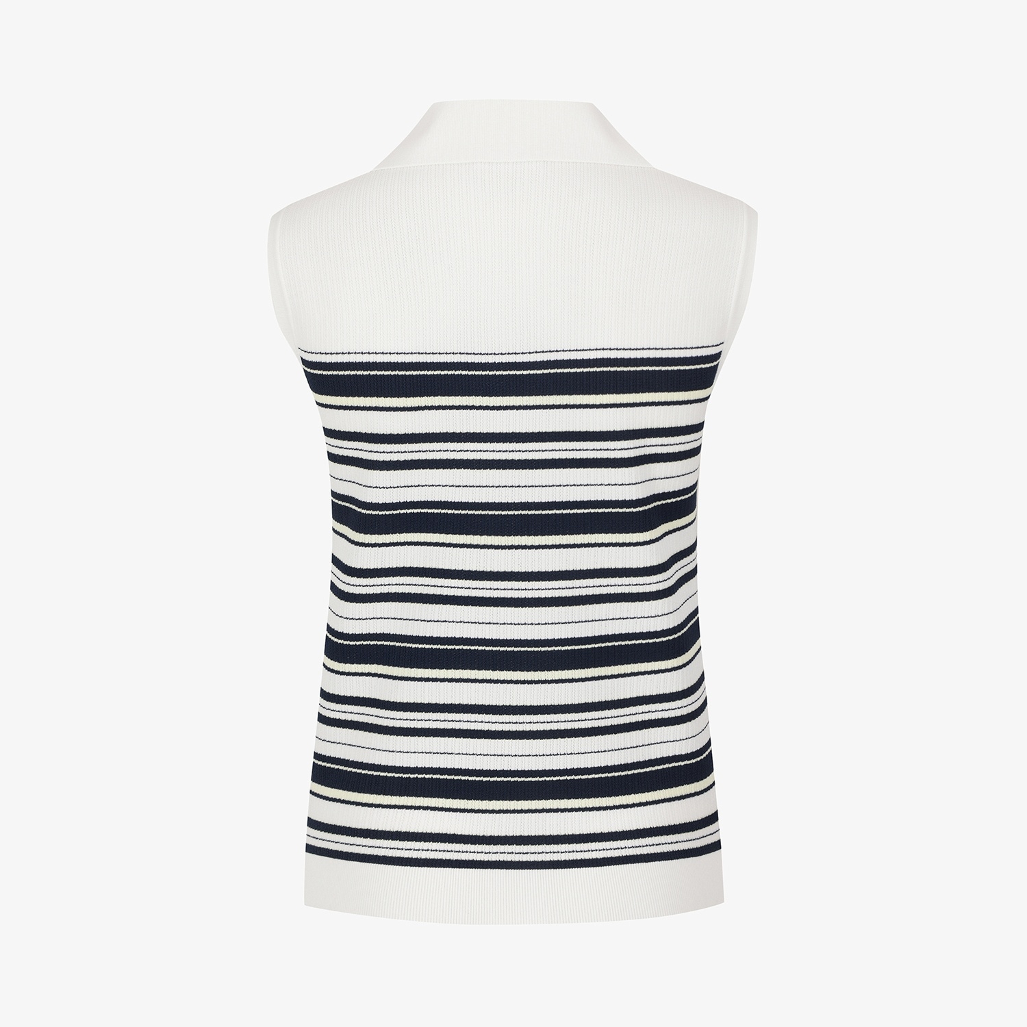 Stripe Open-Collar Knit Sleeveless_NA
