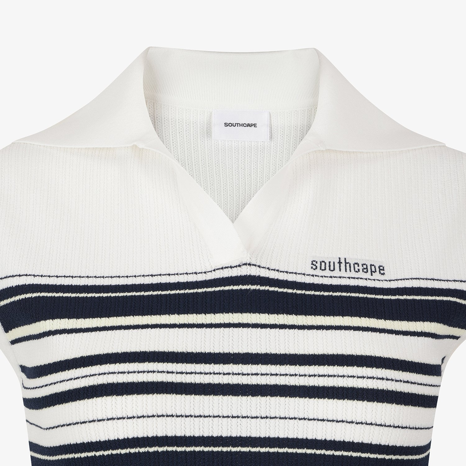 Stripe Open-Collar Knit Sleeveless_NA