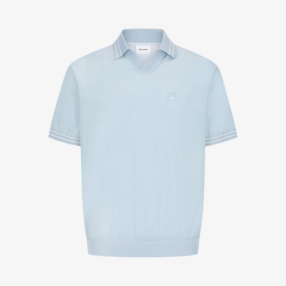 Open-Collar Short-Sleeve T-Shirt_LB