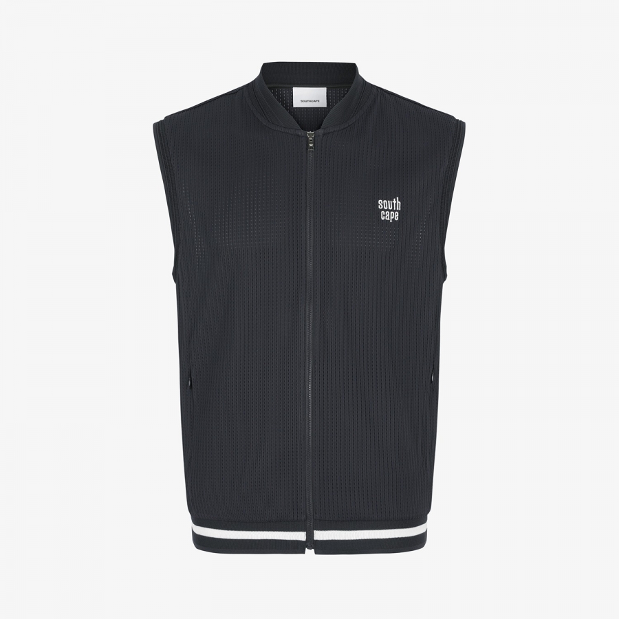 Mesh Dot Full-Zip Vest_BK
