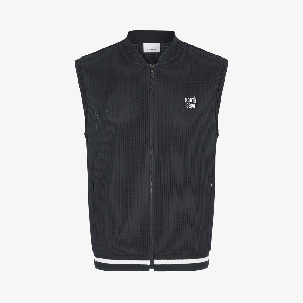 Mesh Dot Full-Zip Vest_BK