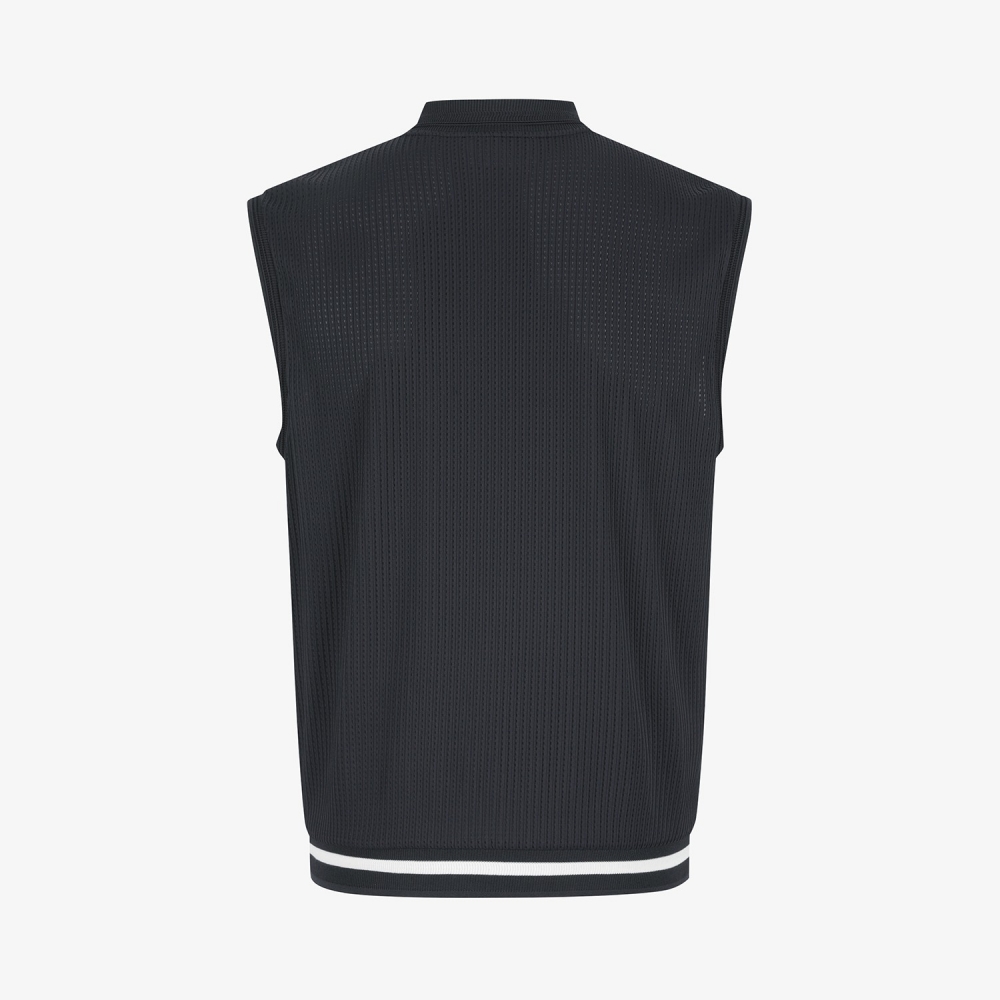 Mesh Dot Full-Zip Vest_BK