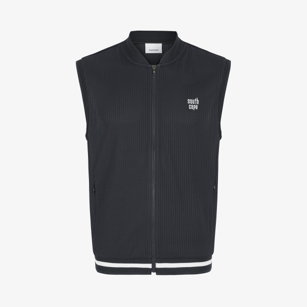 Mesh Dot Full-Zip Vest_BK