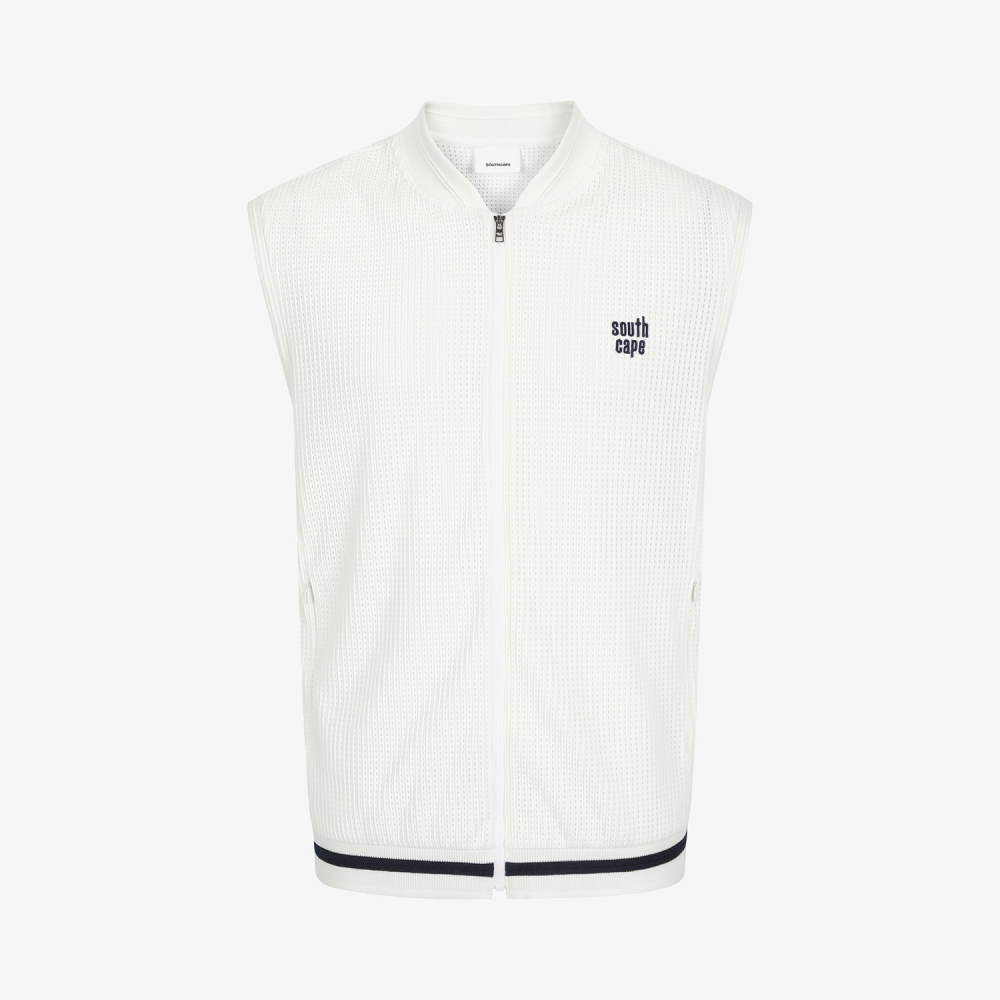 Mesh Dot Full-Zip Vest_WT