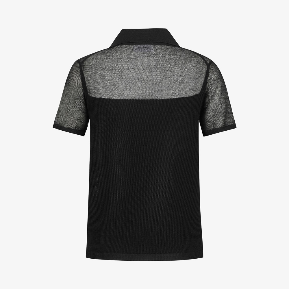 Shoulder Sheer Collar Knit_BK