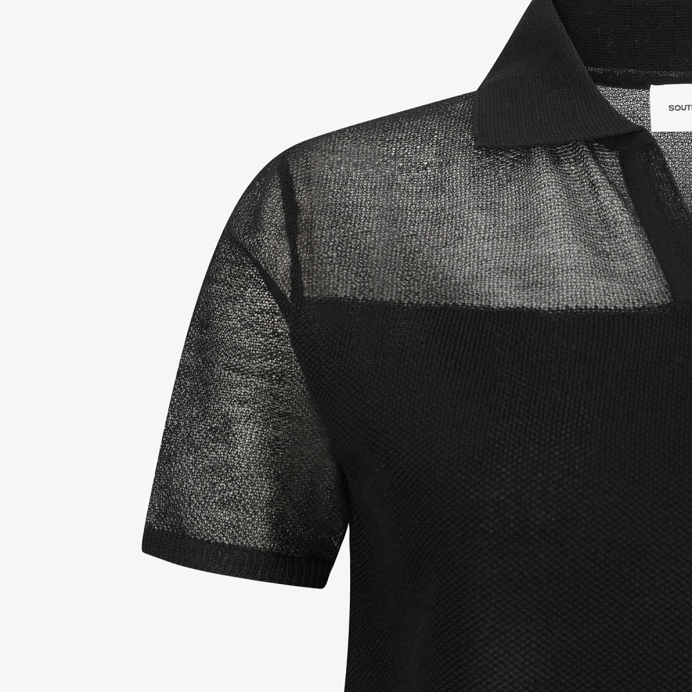 Shoulder Sheer Collar Knit_BK