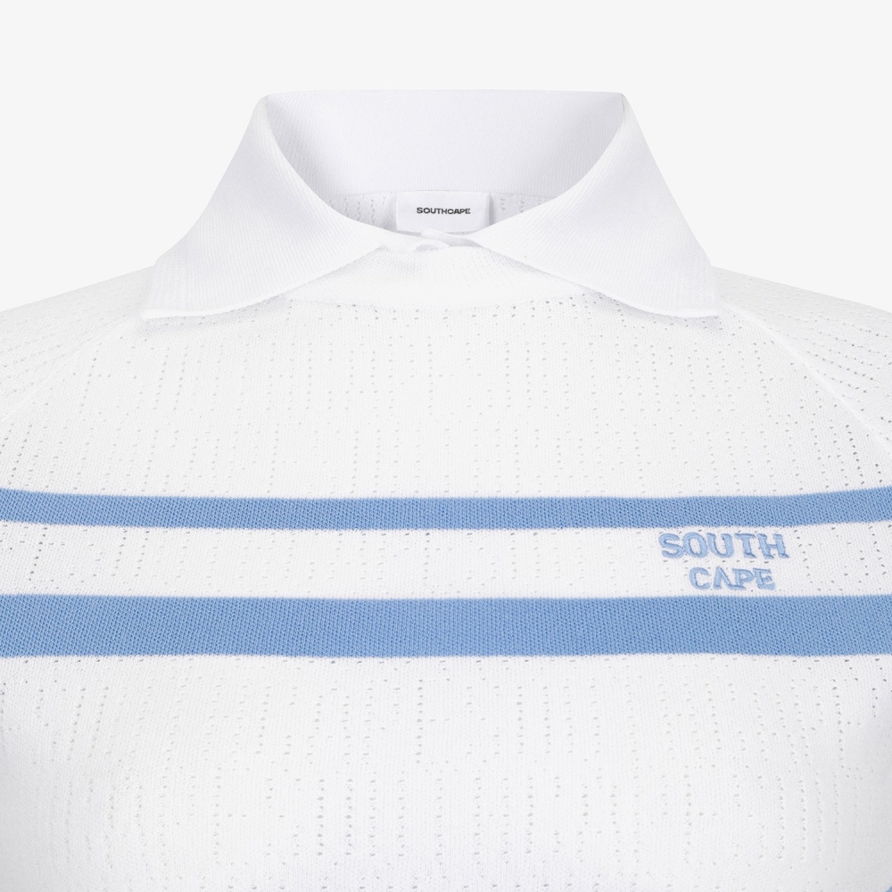 Marine Stripe Collar Short-Sleeve Knit_BL