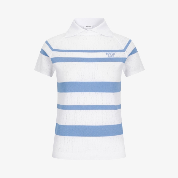 Marine Stripe Collar Short-Sleeve Knit_BL