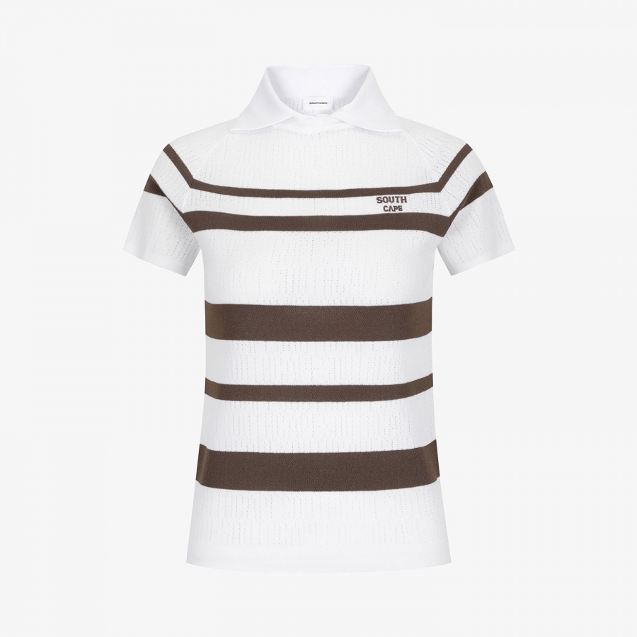 Marine Stripe Collar Short-Sleeve Knit_BR