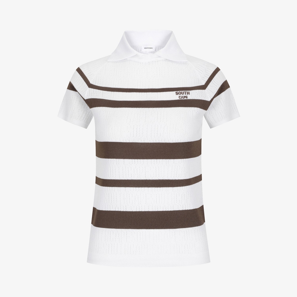 Marine Stripe Collar Short-Sleeve Knit_BR