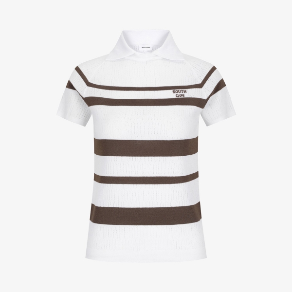 Marine Stripe Collar Short-Sleeve Knit_BR