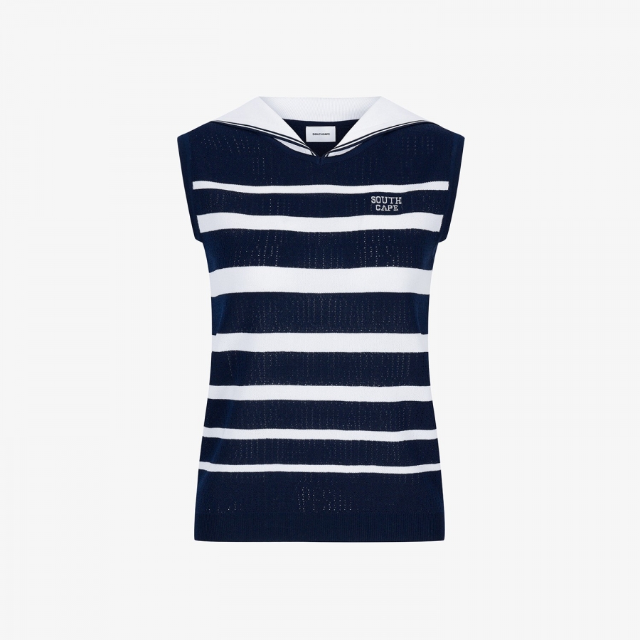Stripe Sailor Collar Sleeveless_NA