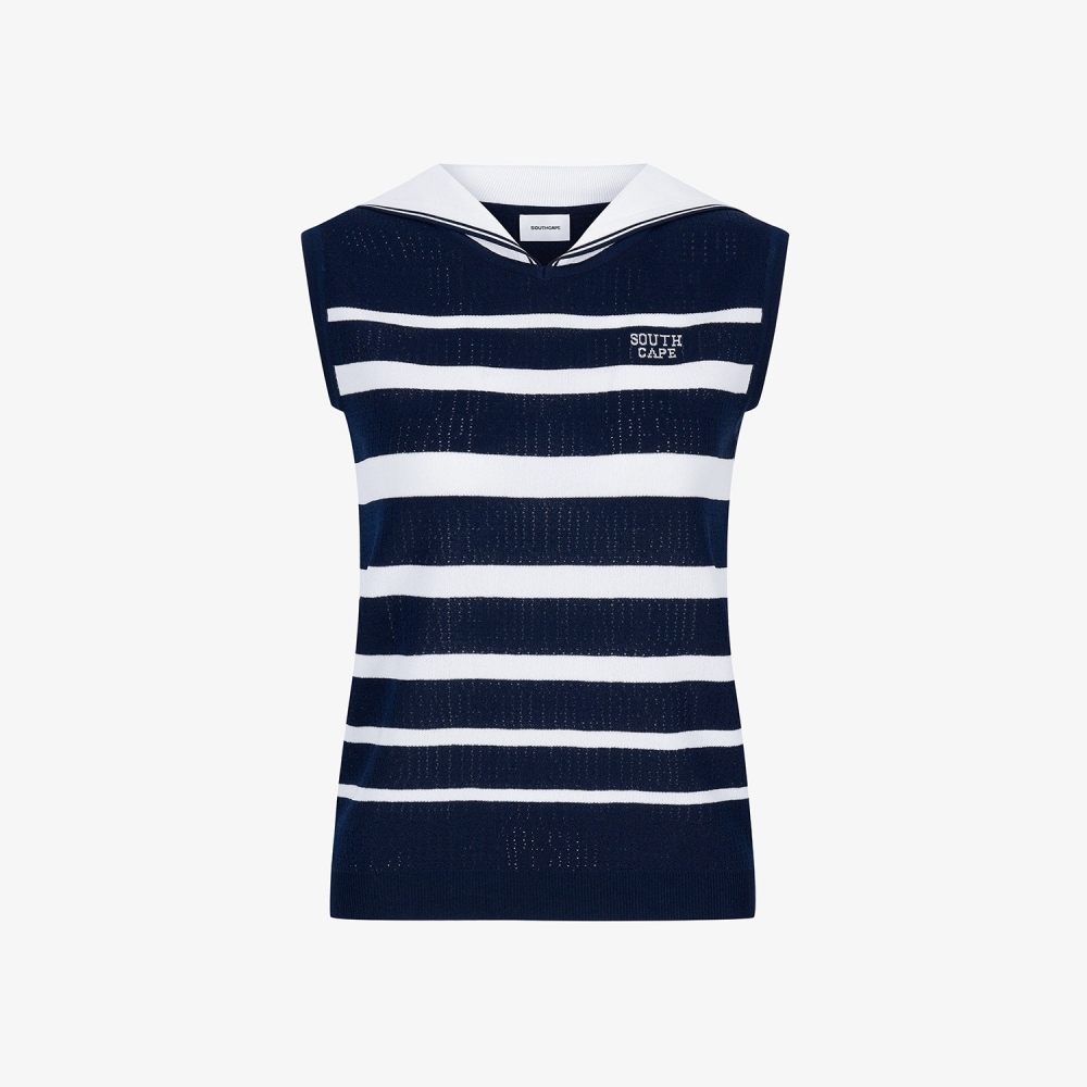 Stripe Sailor Collar Sleeveless_NA