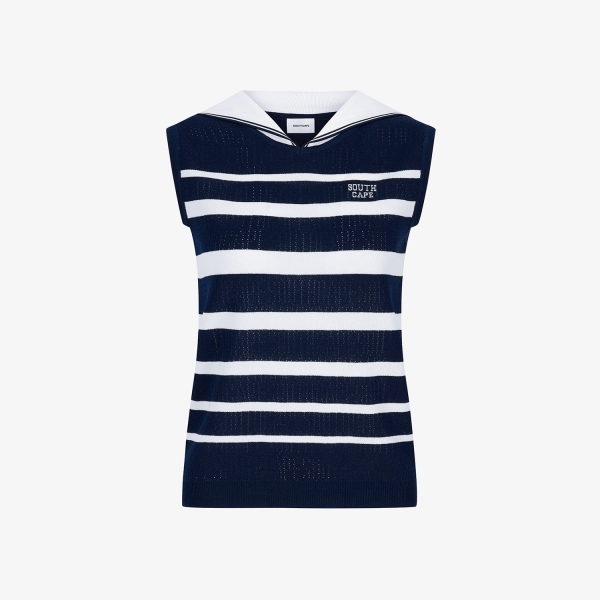 Stripe Sailor Collar Sleeveless_NA