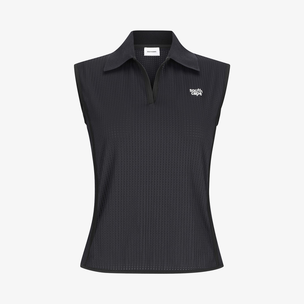 Southcape Open-Collar Mesh Sleeveless_BK