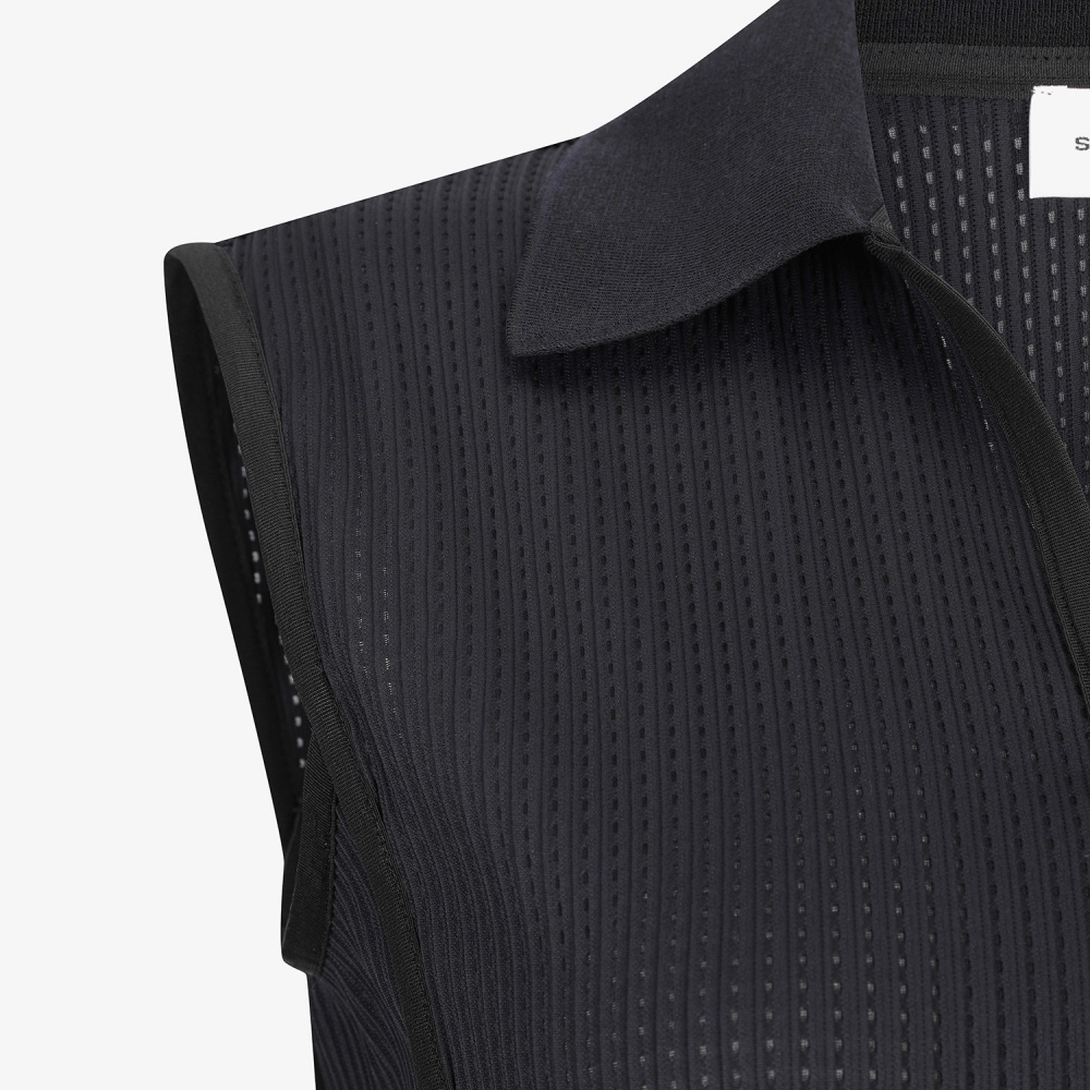 Southcape Open-Collar Mesh Sleeveless_BK