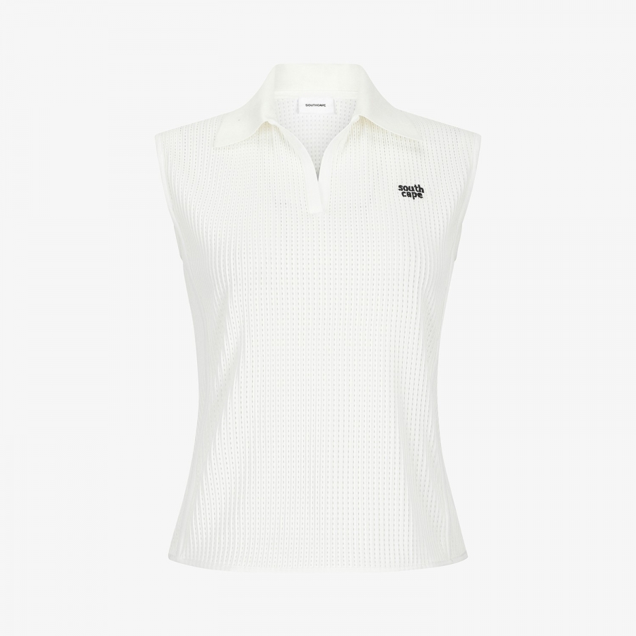 Southcape Open-Collar Mesh Sleeveless_WT