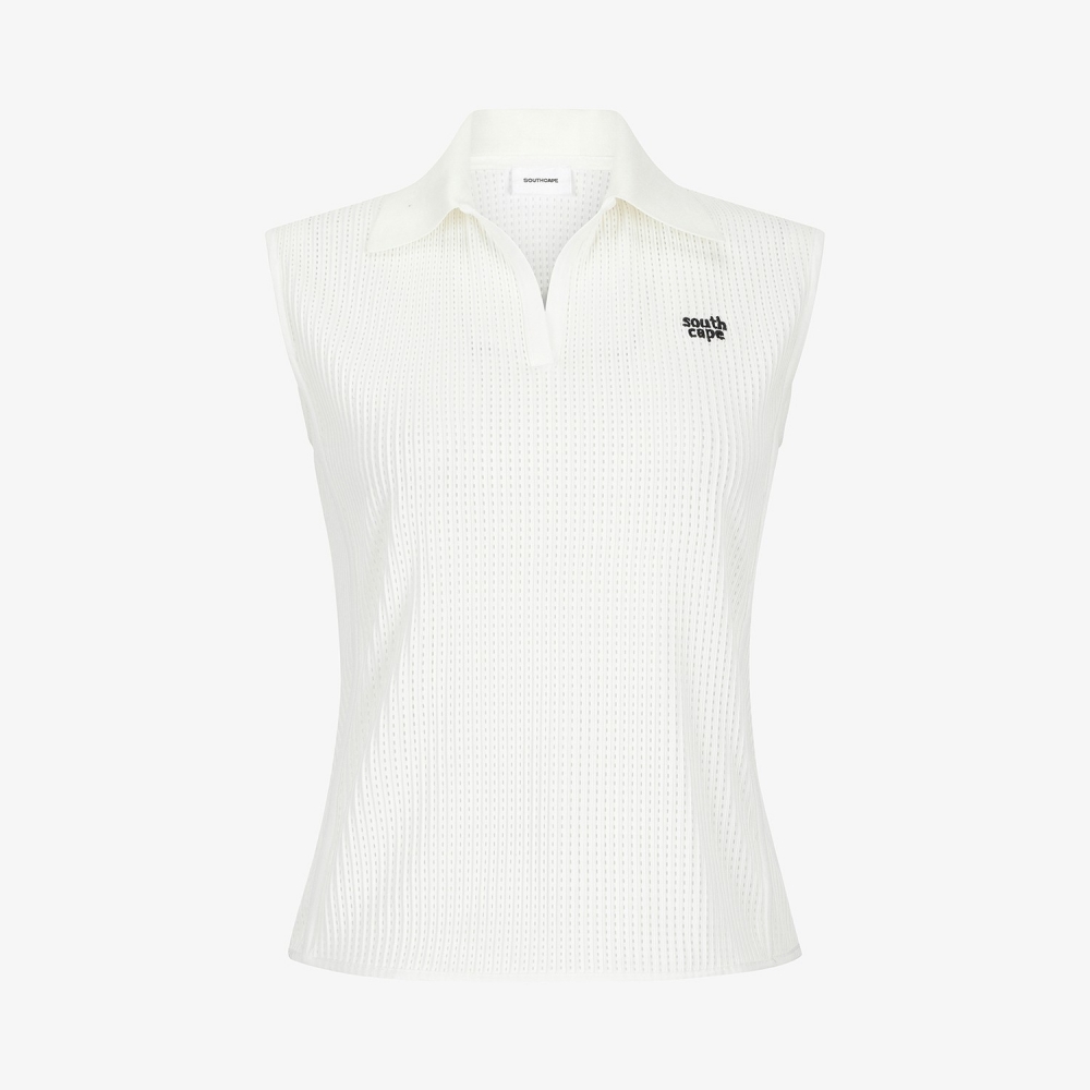 Southcape Open-Collar Mesh Sleeveless_WT