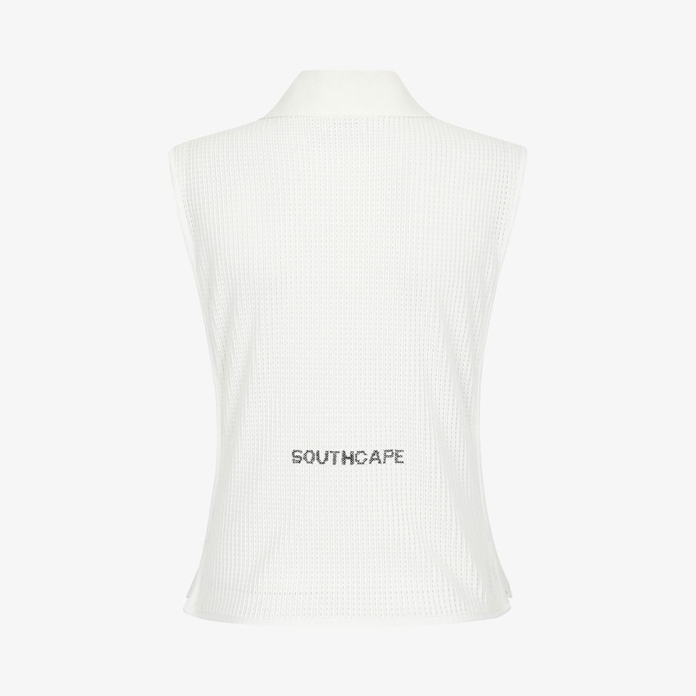 Southcape Open-Collar Mesh Sleeveless_WT