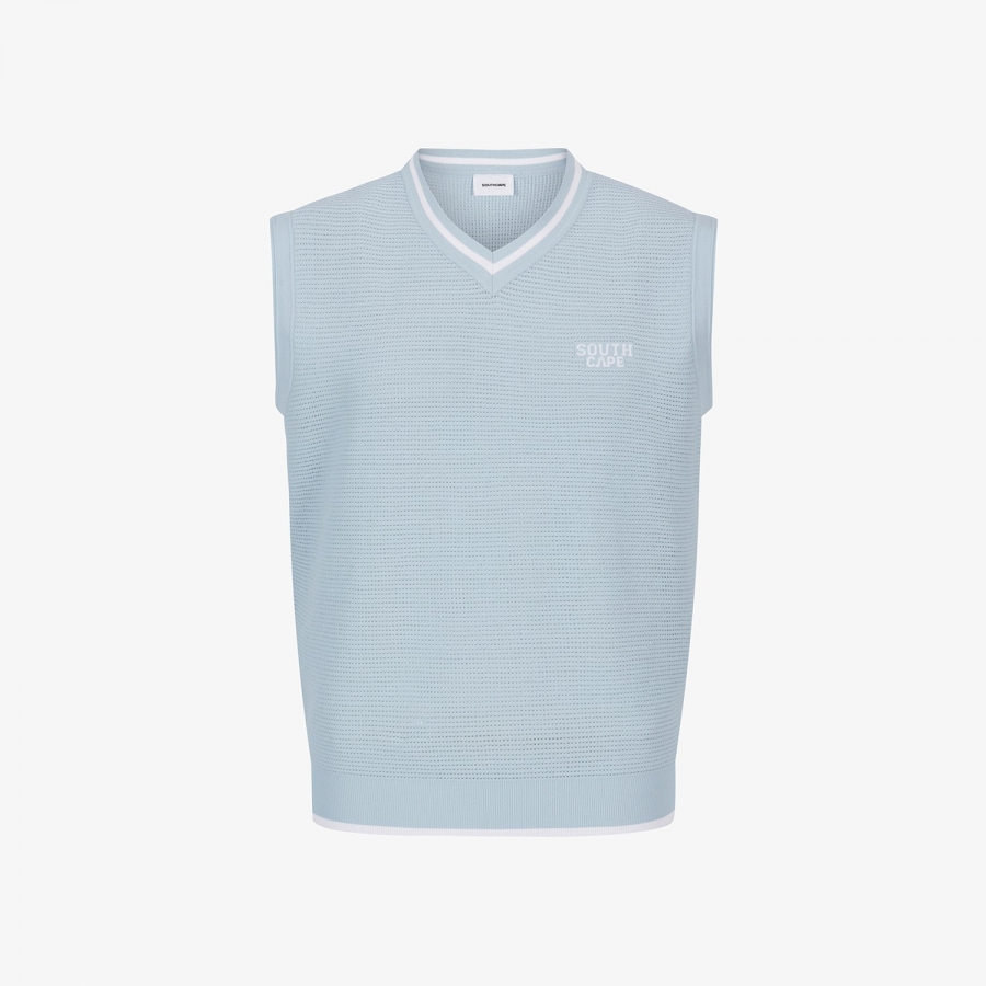 Mesh V-Neck Knit Vest_LB
