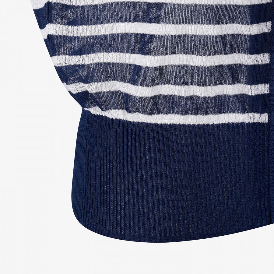 Stripe Pattern Sheer Zip-Up Cardigan_NA