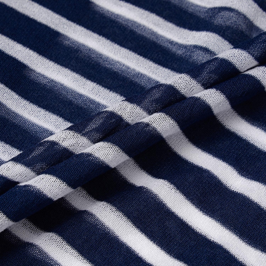 Stripe Pattern Sheer Zip-Up Cardigan_NA