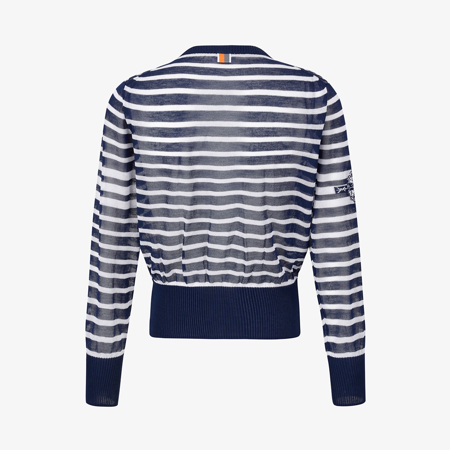 Stripe Pattern Sheer Zip-Up Cardigan_NA